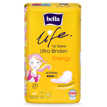 bella life for Teens Ultra Binden Energy Mit Flügeln und Duft