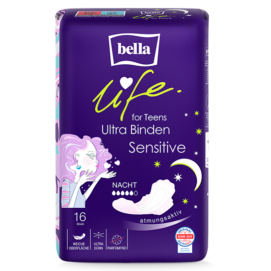 bella life for Teens Ultra Binden Sensitive Nacht mif Flügeln